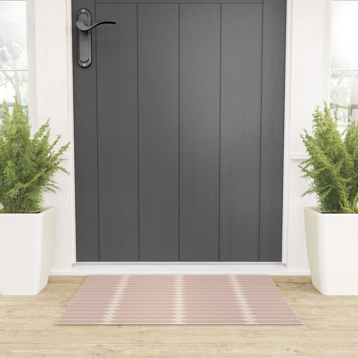 Minimal Geometric Pattern - Neutral Pink Welcome Mat Gallery Image 3