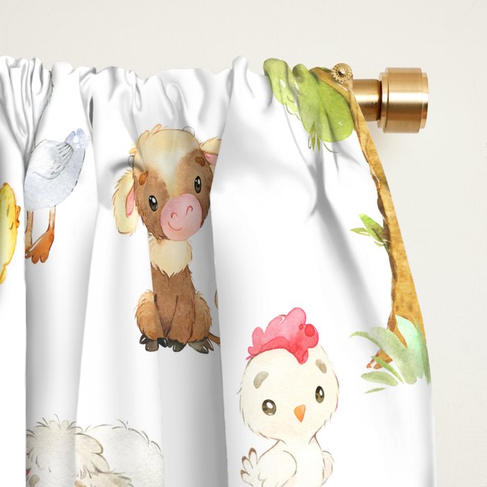 Watercolor Farm Animals Window Curtain Gallery Image 2