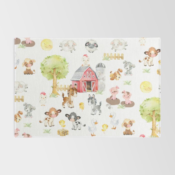 Watercolor Farm Animals Rug Gallery Image 2