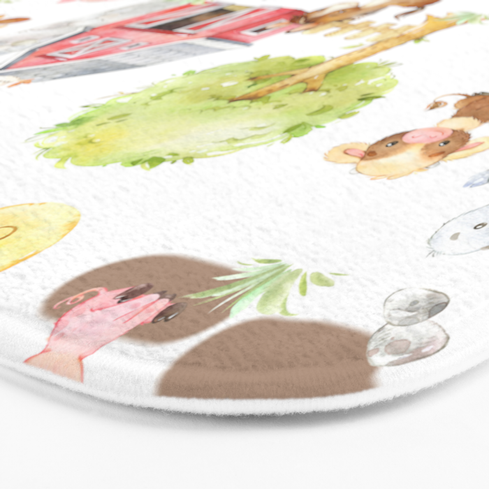 Watercolor Farm Animals Bath Mat Gallery Image 3