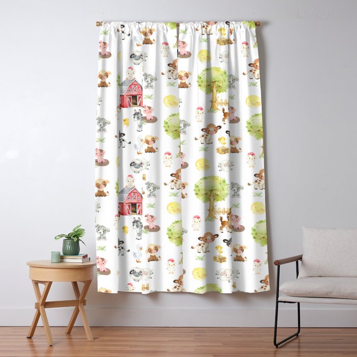 Watercolor Farm Animals Window Curtain Gallery Image 5