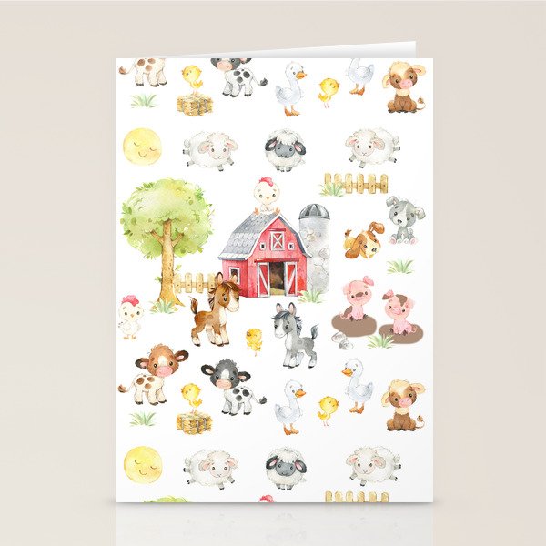 Watercolor Farm Animals Stationery Card Gallery Image 2