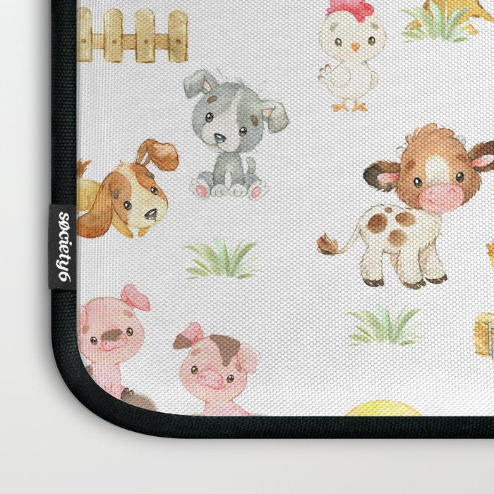 Watercolor Farm Animals Laptop Sleeve Gallery Image 3