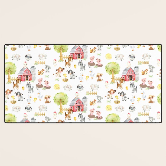 Watercolor Farm Animals Desk Mat Gallery Image 3