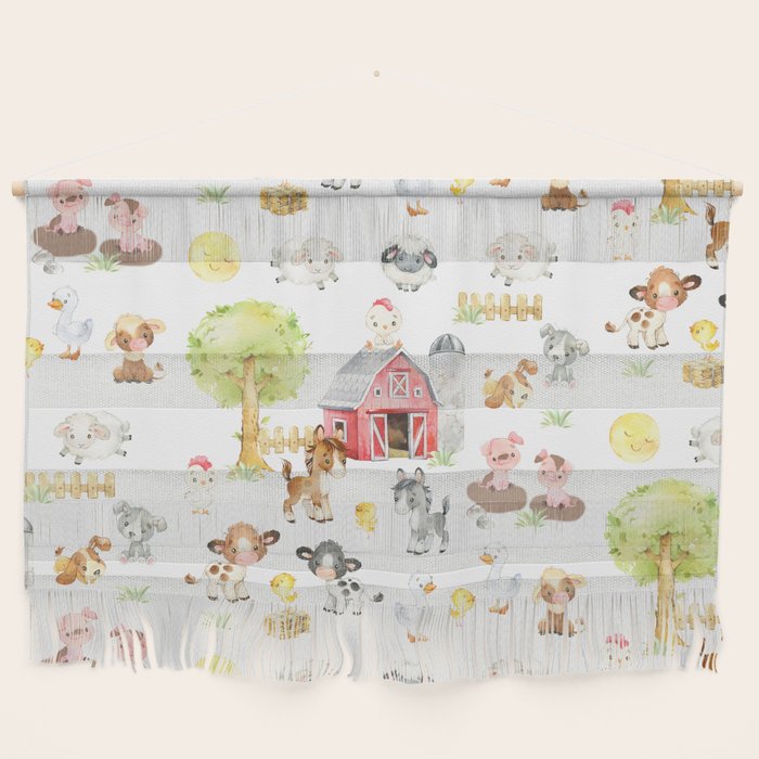 Watercolor Farm Animals Wall Hanging Gallery Image 1