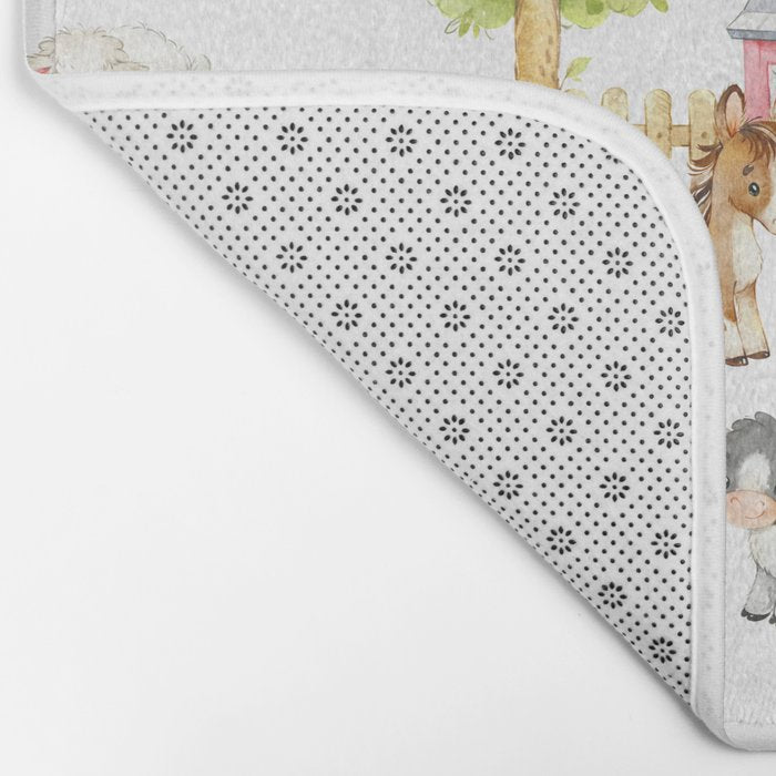 Watercolor Farm Animals Bath Mat Gallery Image 2