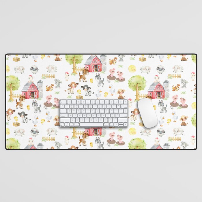 Watercolor Farm Animals Desk Mat Gallery Image 1