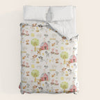 Watercolor Farm Animals Duvet Cover Gallery Image 6