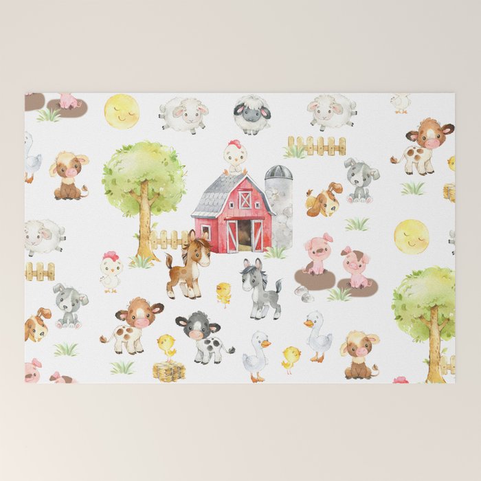 Watercolor Farm Animals Welcome Mat Gallery Image 2