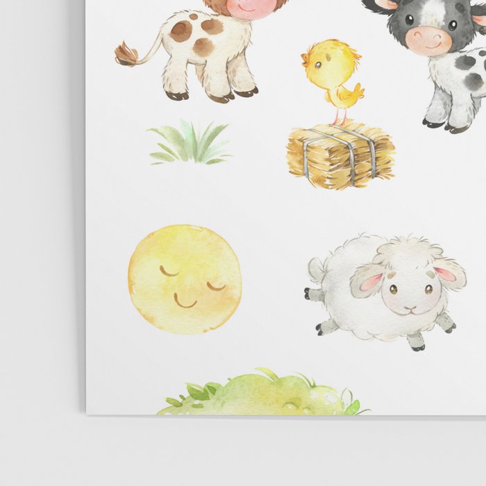 Watercolor Farm Animals Poster Gallery Image 3