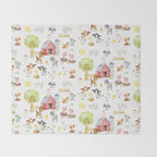Watercolor Farm Animals Throw Blanket Gallery Image 2