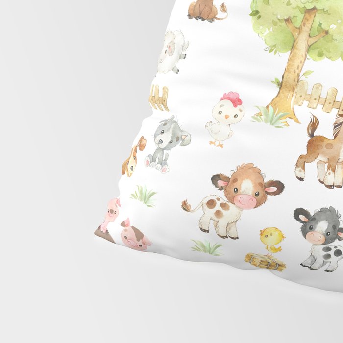Watercolor Farm Animals Pillow Sham Gallery Image 4