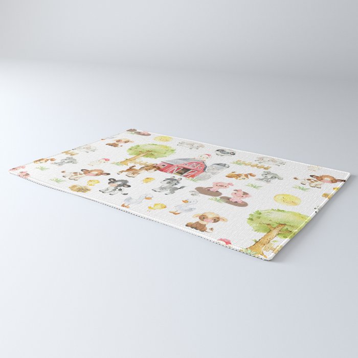 Watercolor Farm Animals Rug Gallery Image 3