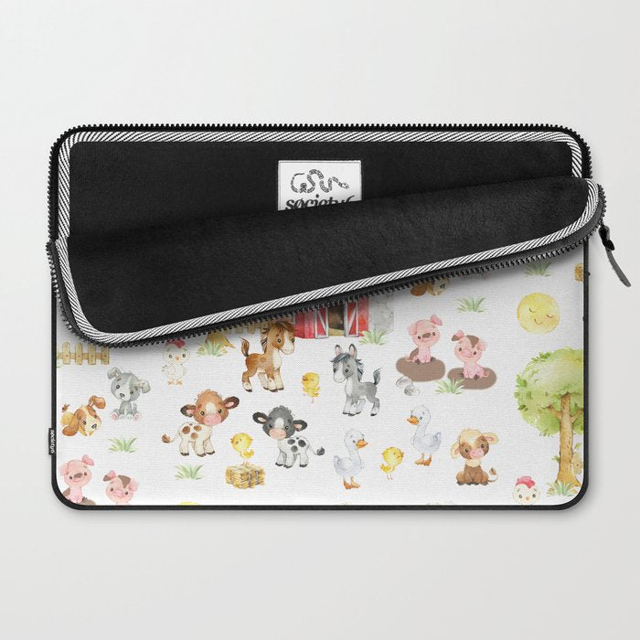 Watercolor Farm Animals Laptop Sleeve Gallery Image 2