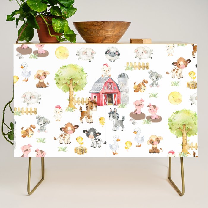Watercolor Farm Animals Credenza Gallery Image 1