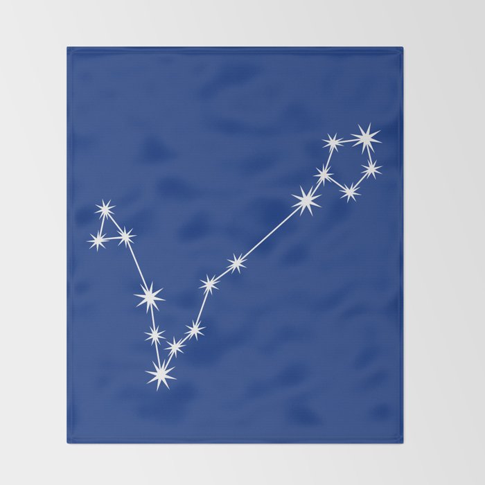 Pisces Zodiac Star Constellation Line Art Dark Blue Throw Blanket Gallery Image 2