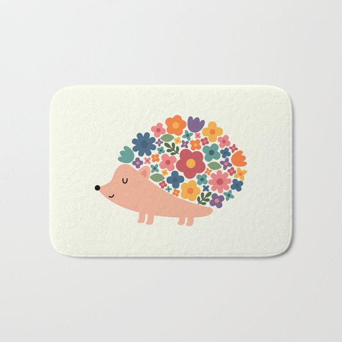 Floral Hedgehog Bath Mat Gallery Image 1