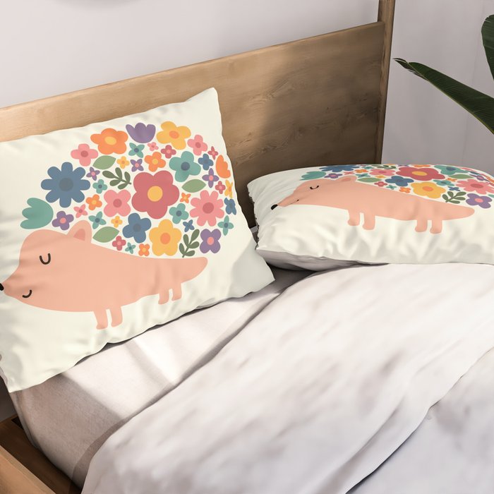 Floral Hedgehog Pillow Sham Gallery Image 2