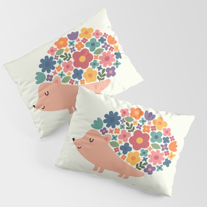 Floral Hedgehog Pillow Sham Gallery Image 1