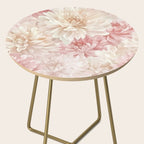 Large Cream and Blush Pink Watercolor Peonies Flowers Side Table Gallery Image 2