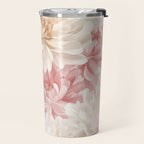 Large Cream and Blush Pink Watercolor Peonies Flowers Travel Mug Gallery Image 2