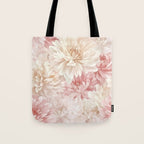 Large Cream and Blush Pink Watercolor Peonies Flowers Tote Bag Gallery Image 1