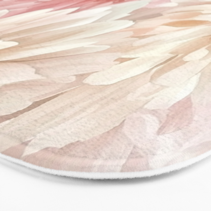 Large Cream and Blush Pink Watercolor Peonies Flowers Bath Mat Gallery Image 3