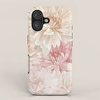 Large Cream and Blush Pink Watercolor Peonies Flowers iPhone Case Gallery Image 1