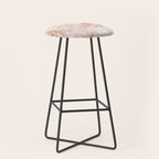 Large Cream and Blush Pink Watercolor Peonies Flowers Stool Gallery Image 1