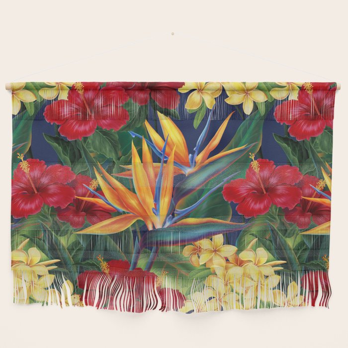 Tropical Paradise Hawaiian Floral Illustration Wall Hanging Gallery Image 1