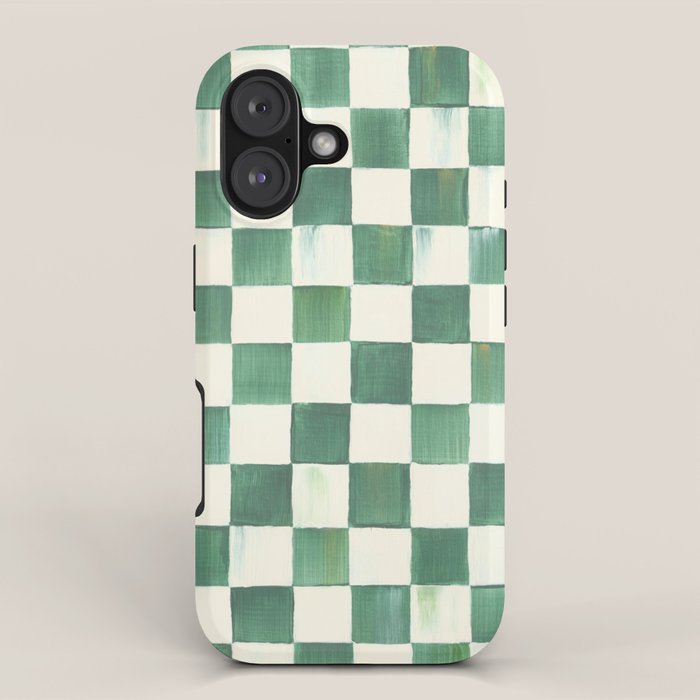 Society6 x Mackenzie Childs Emerald Check iPhone Case Gallery Image 1