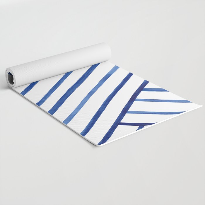 Watercolor lines pattern | Navy blue Yoga Mat Gallery Image 2