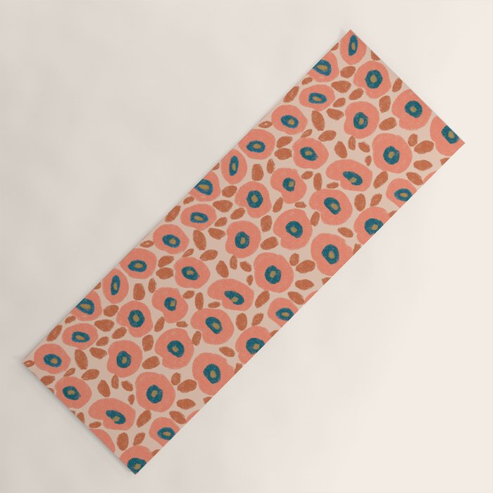 Textured Bold Flower - Peach Yoga Mat Gallery Image 1