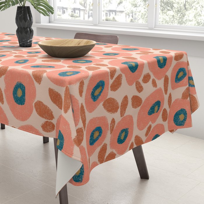 Textured Bold Flower - Peach Tablecloth Gallery Image 3