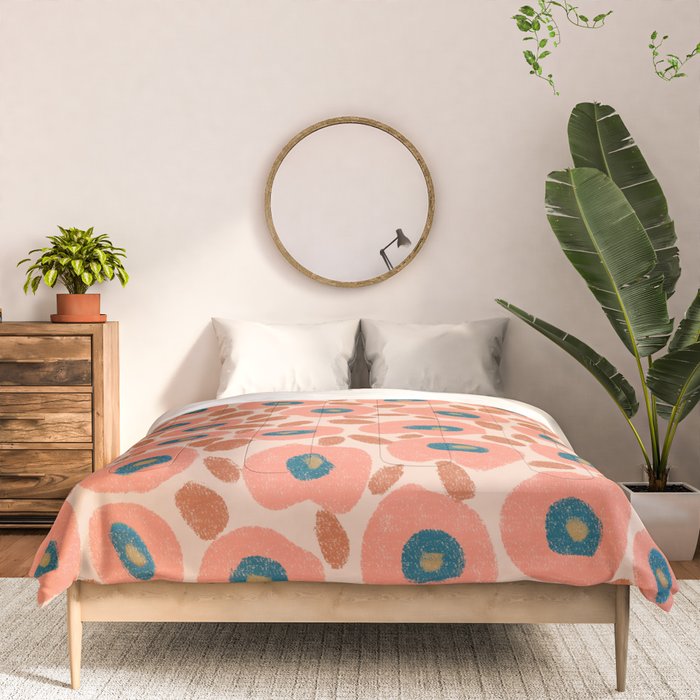 Textured Bold Flower - Peach Comforter Gallery Image 3