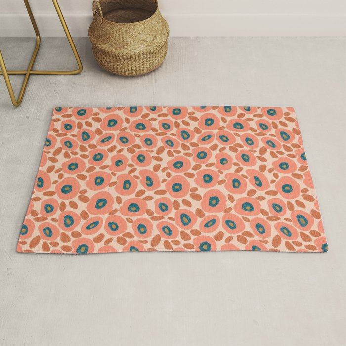 Textured Bold Flower - Peach Rug Gallery Image 1