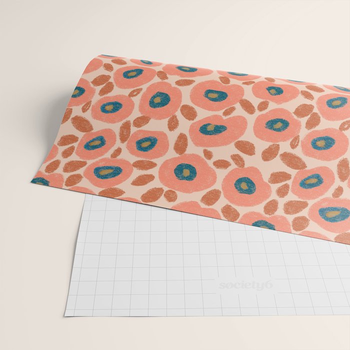 Textured Bold Flower - Peach Wrapping Paper Gallery Image 2