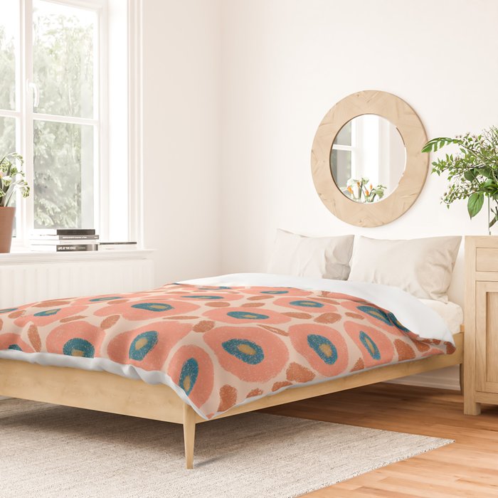 Textured Bold Flower - Peach Duvet Cover Gallery Image 2