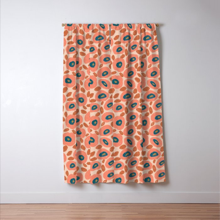 Textured Bold Flower - Peach Window Curtain Gallery Image 3