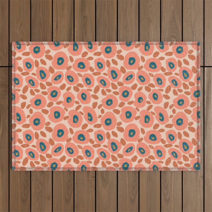 Textured Bold Flower - Peach Outdoor Rug Gallery Image 1