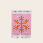 Christmas Print Snowflake Pink And Orange Holiday Decorations Festive Modern Decor Wall Hanging Gallery Image 1