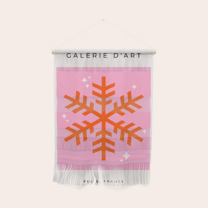Christmas Print Snowflake Pink And Orange Holiday Decorations Festive Modern Decor Wall Hanging Gallery Image 1