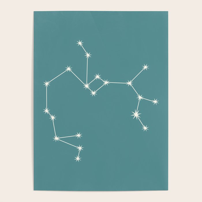 Sagittarius Zodiac Star Constellation Line Art Teal Poster Gallery Image 4