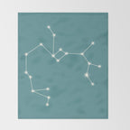 Sagittarius Zodiac Star Constellation Line Art Teal Throw Blanket Gallery Image 2