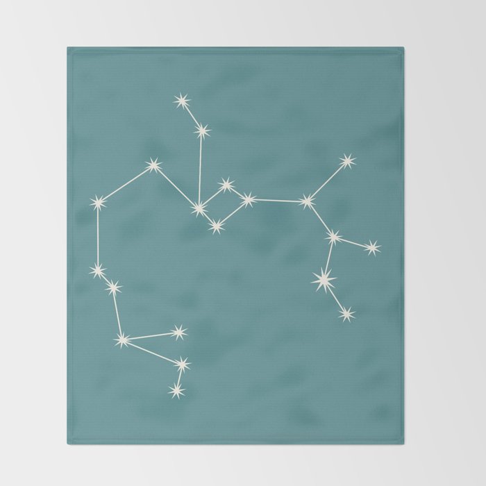 Sagittarius Zodiac Star Constellation Line Art Teal Throw Blanket Gallery Image 2