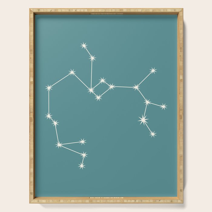 Sagittarius Zodiac Star Constellation Line Art Teal Serving Tray Gallery Image 1