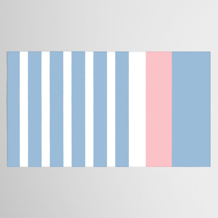 Mixed Stripe Pattern in Baby Blue, Pink, and White Tablecloth Gallery Image 2