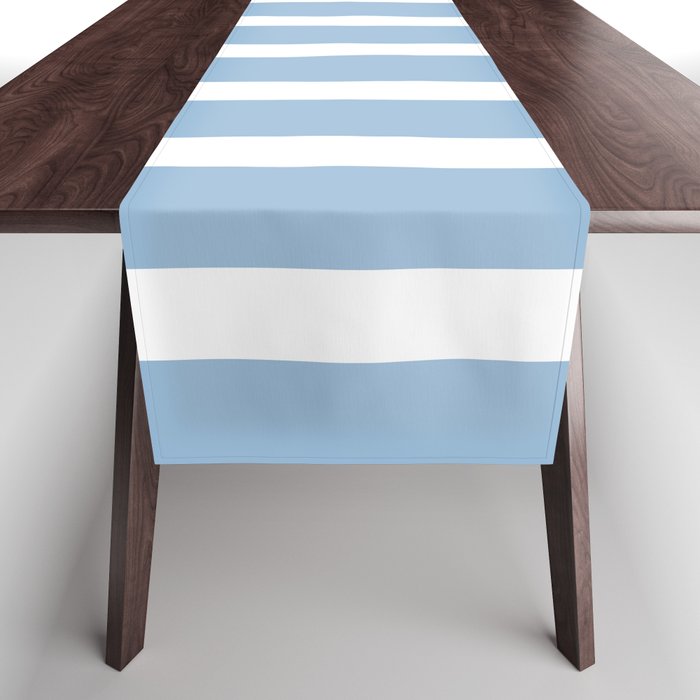 Mixed Stripe Pattern in Baby Blue, Pink, and White Table Runner Gallery Image 1