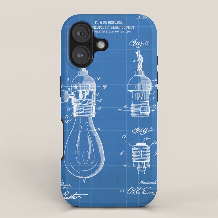 Light Bulb Patent - Designer Industrial Design Art - Blueprint iPhone Case Gallery Image 1