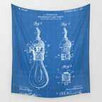 Light Bulb Patent - Designer Industrial Design Art - Blueprint Wall Tapestry Gallery Image 4